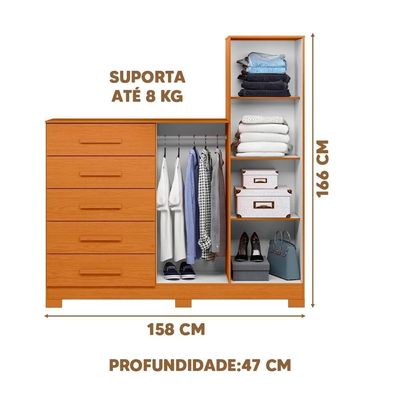 Cômoda 5 Gavetas Para Tv Até 50 Polegadas Espelho Cinamomo Nexus Shop Jm