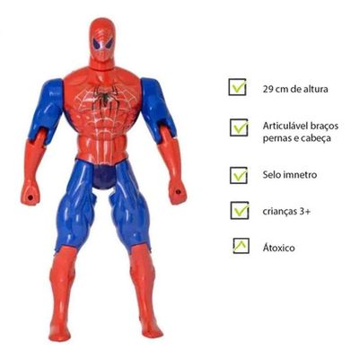 Boneco Super Herói Articulado Homem Aranha C/ Imnetro 29cm