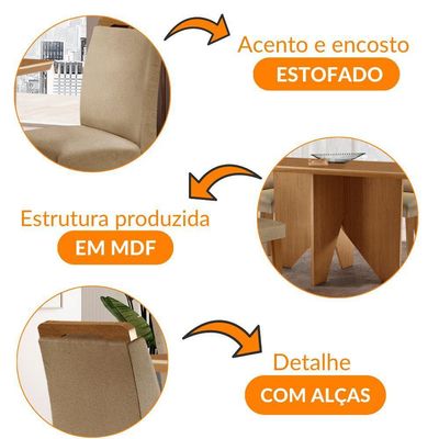 Mesa Evora 120 Mdf Canto Copo E Com 4 Cadeiras Athenas Turim 07-naturalle-naturalle