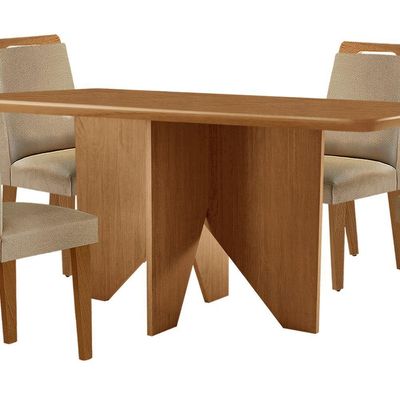 Mesa Evora 120 Mdf Canto Copo E Com 4 Cadeiras Athenas Turim 07-naturalle-naturalle