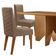 Mesa Evora 120 Mdf Canto Copo E Com 4 Cadeiras Safira Veludo Capuccino-naturalle-naturalle