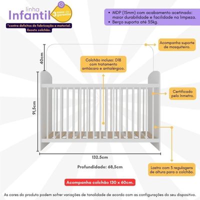 Berço Com Colchão Incluso Olaf Plus Multimóveis Branco