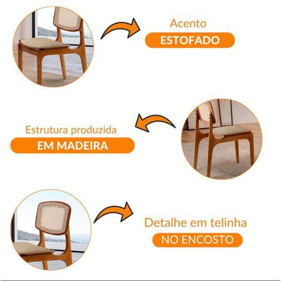 Conjunto Com 2 Cadeiras Malta Premium Em Moderna Mobília Milano- Cinam.imbuia