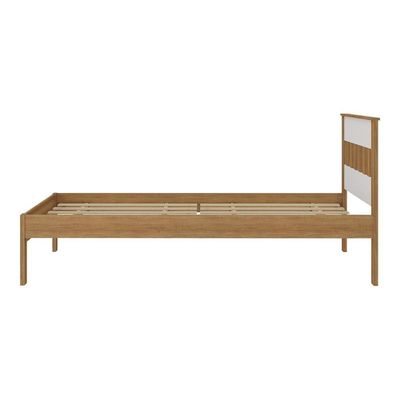 Cama De Solteiro Para Colchão 88 X 188 Cm Multimóveis Amêndoa Branco