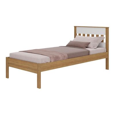 Cama De Solteiro Para Colchão 88 X 188 Cm Multimóveis Amêndoa Branco