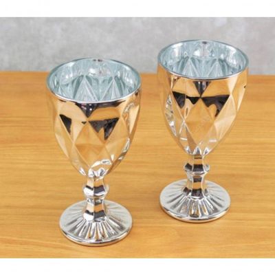 Jogo De 6 Taças De Vidro Diamond Prateada 325ml - Lyor