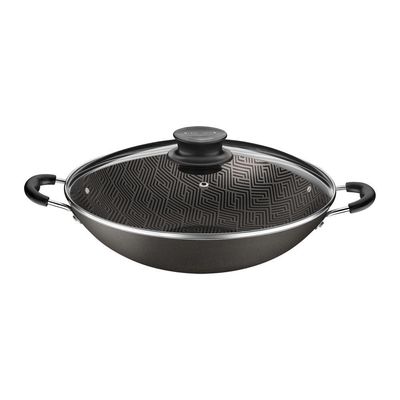 Wok Tramontina Paris com Revestimento Interno E Externo Em Antiaderente Starflon Max Chumbo Tampa