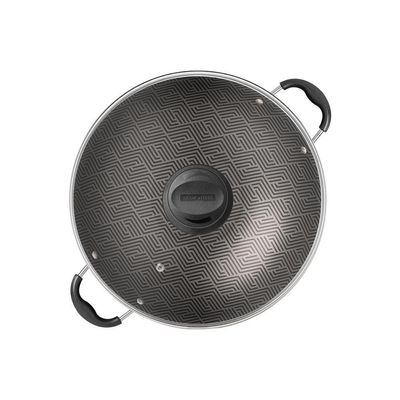 Wok Tramontina Paris com Revestimento Interno E Externo Em Antiaderente Starflon Max Chumbo Tampa
