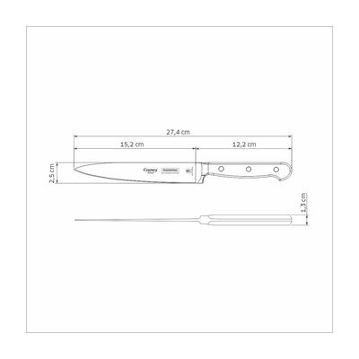Faca Utility Tramontina Century Wood Com Lâmina Em Aço Inox E Cabo De Madeira Tratada Castanho