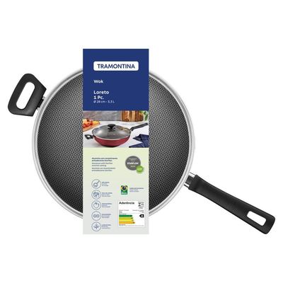 Wok Tramontina com Revestimento Interno E Externo Em Antiaderente Starflon Max Vermelho 28 Cm 3,3 L