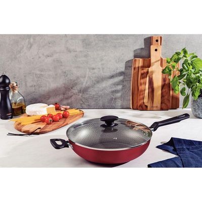Wok Tramontina com Revestimento Interno E Externo Em Antiaderente Starflon Max Vermelho 28 Cm 3,3 L