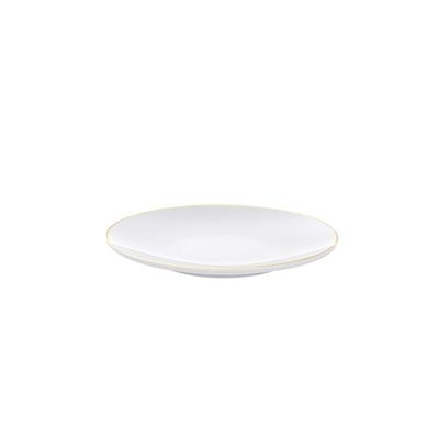 Prato Sobremesa Tramontina Anna Em Porcelana Com Filete De Ouro 21 Cm