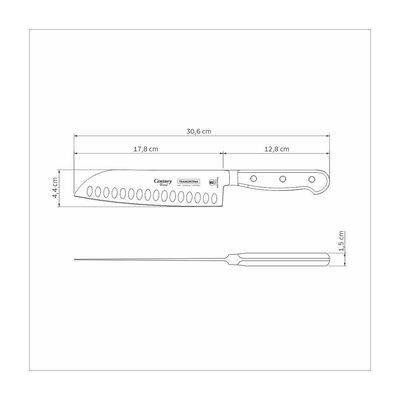 Faca Santoku Tramontina Century Wood Com Lâmina Em Aço Inox E Cabo De Madeira Tratada