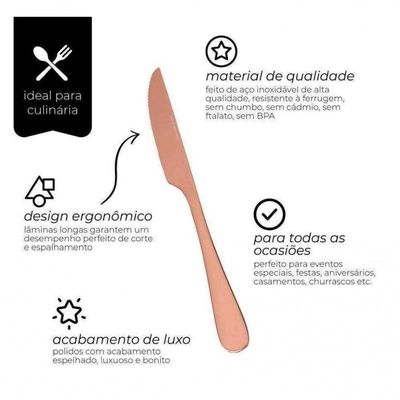 Faca Sobremesa Bronze Sophia - Mimo Style