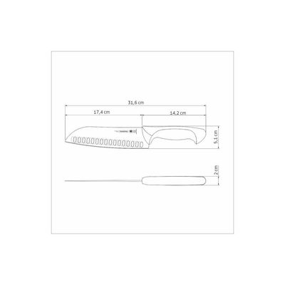 Faca Santoku Tramontina Premium Com Lâmina De Aço Inox E Cabo De Polipropileno Branco 7 Polegada