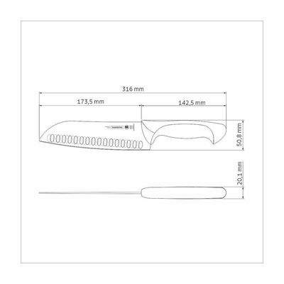 Faca Santoku Tramontina Premium Com Lâmina De Aço Inox E Cabo De Polipropileno Branco 7 Polegada