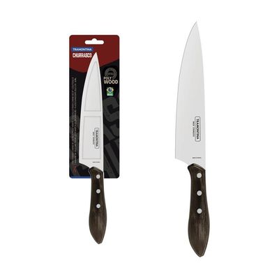 Faca Tramontina Para Carne 8" Em Aço Inox E Cabo Castanho Polywood