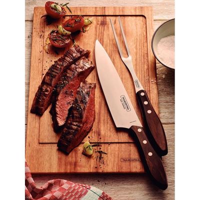 Faca Tramontina Para Carne 8" Em Aço Inox E Cabo Castanho Polywood