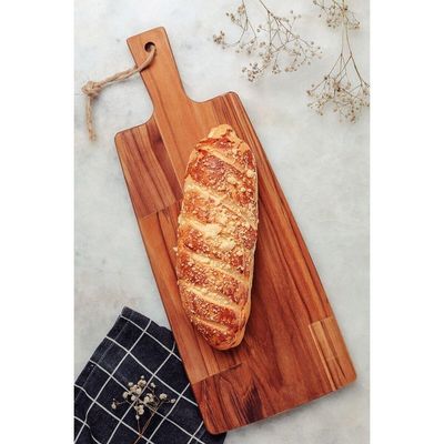Fsc Tábua Retangular Para Pão Tramontina Kitchen Em Madeira Teca Com Cabo 48x19 Cm
