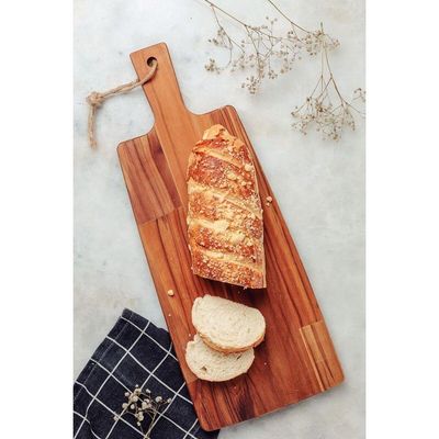 Fsc Tábua Retangular Para Pão Tramontina Kitchen Em Madeira Teca Com Cabo 48x19 Cm