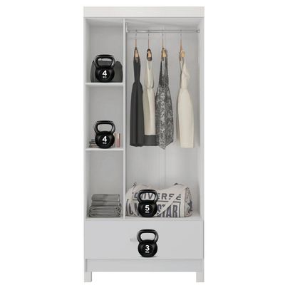 Guarda Roupas Solteiro 3 Portas 1 Gaveta Branco Prince Demóbile Branco