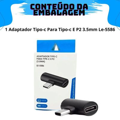 Adaptador Para Smartphone Celular Tipo-c Para Tipo-c E P2 3.5mm Le-5586