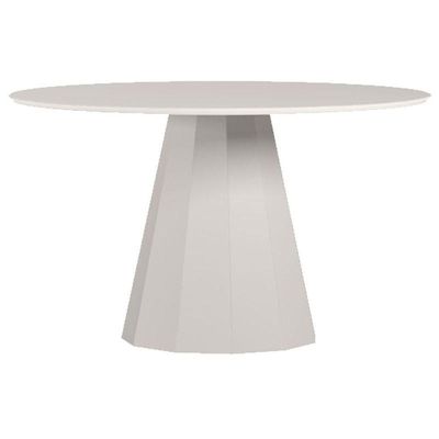 Mesa De Jantar 135x135 Cm Isis Com Vidro Off White - New Ceval