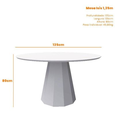 Mesa De Jantar 135x135 Cm Isis Com Vidro Off White - New Ceval
