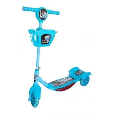 Patinete infantil 3 rodas com cesta azul para crianças