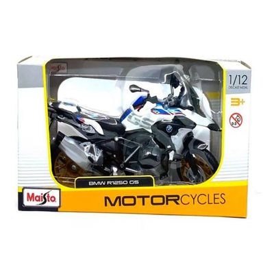 Miniatura Moto motocicleta Bmw R1250 Gs Branca Maisto 1/12 coleção