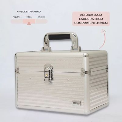Maleta De Maquiagem Objetos Anna Make Média Vazia Prata