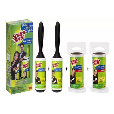 2 Rolo Adesivo Tira Pelo Scotchbrite 3m Roupa Sofa + 2 Refil