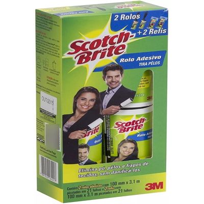 2 Rolo Adesivo Tira Pelo Scotchbrite 3m Roupa Sofa + 2 Refil