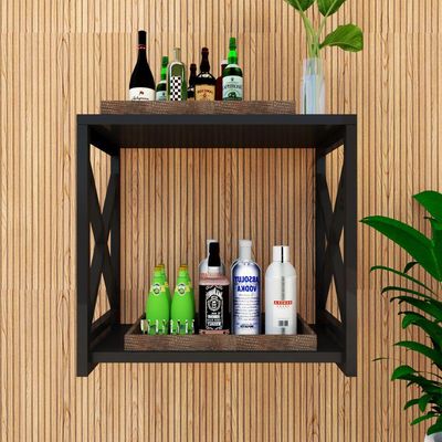 Adega Bar Industrial Para Bebidas Prateleira Dupla Mdf Preto