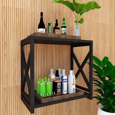 Adega Bar Industrial Para Bebidas Prateleira Dupla Mdf Preto