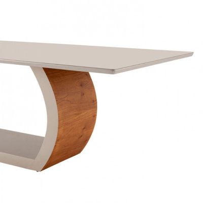 Mesa Para Sala De Jantar Ellis 220cm Moderna Mobília Cinamomo Com Off White-off White