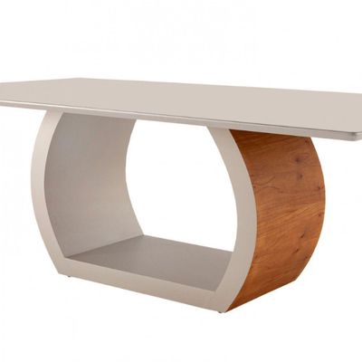 Mesa Para Sala De Jantar Ellis 220cm Moderna Mobília Cinamomo Com Off White-off White