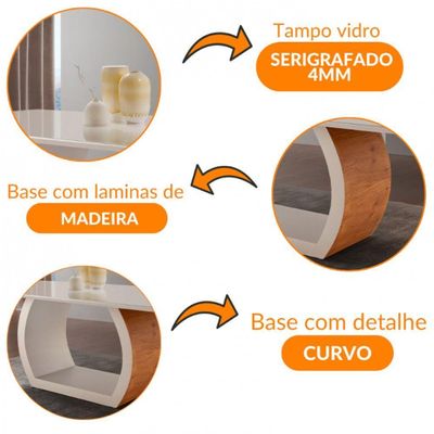 Mesa Para Sala De Jantar Ellis 220cm Moderna Mobília Cinamomo Com Off White-off White