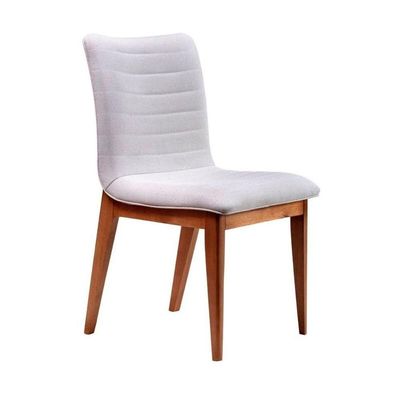 Cadeira De Jantar Estofada Com Pés Madeira Multimóveis Cr50091 Off White Off White