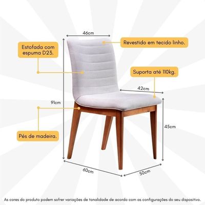 Cadeira De Jantar Estofada Com Pés Madeira Multimóveis Cr50091 Off White Off White