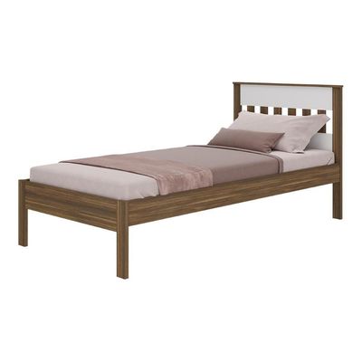 Cama De Solteiro Para Colchão 88 X 188 Cm Multimóveis Nogal Branco