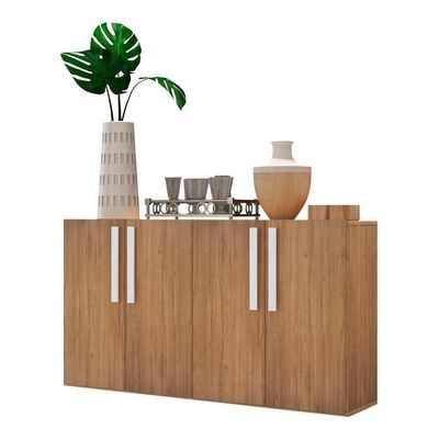 Aparador Buffet 4 Portas Viena V3604 Rustic/Branco Rustic/Branco