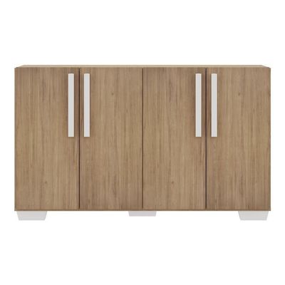 Aparador Buffet 4 Portas Com Pés Quadrados Viena V3607 Rustic/Branco Rustic/Branco