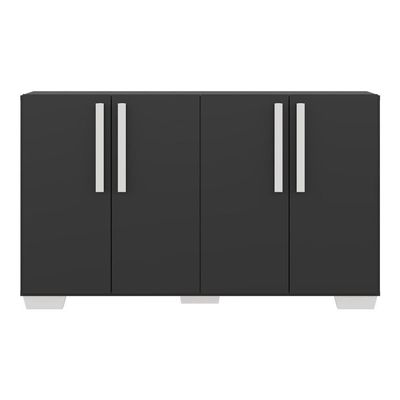 Aparador Buffet 4 Portas Com Pés Quadrados Viena V3607 Preto/Branco Preto/Branco