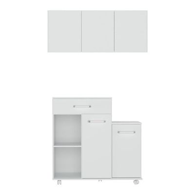 Cômoda/balcão Infantil Com Armário 3 Portas Multimóveis Mp4211 Branca Branco