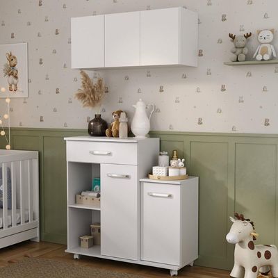 Cômoda/balcão Infantil Com Armário 3 Portas Multimóveis Mp4211 Branca Branco