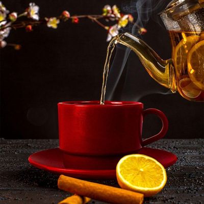 Xícara Para Chá 250ml Vermelha Em Polipropileno Linha Elegance Vem