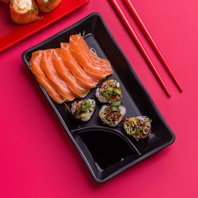 Prato Para Sushi Retangular 11,5x19,5 Branco Em Polipropileno Linha Tropical Vem