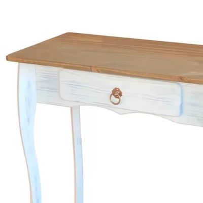 Balcão Madeira Maciça 1 Gaveta Pés Luis Xv Branco Garapa D230 Denk