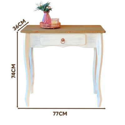 Balcão Madeira Maciça 1 Gaveta Pés Luis Xv Branco Garapa D230 Denk
